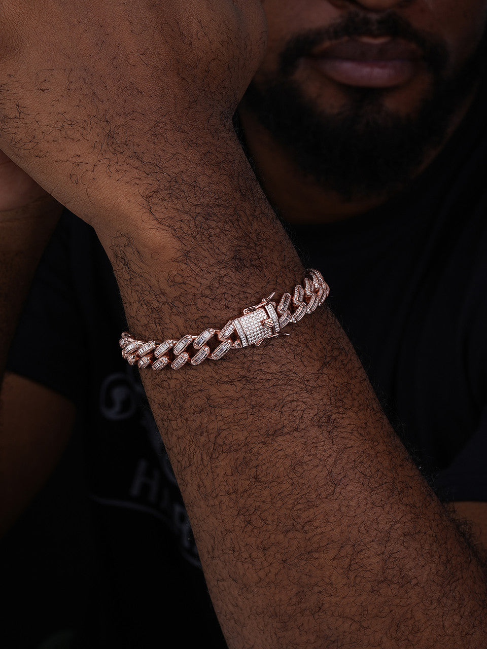 Classic Baguette Miami Cuban Link Bracelet Iced Out - 14k Rose Gold Vermeil 925 Silver - 12mm - 7"-8.5"