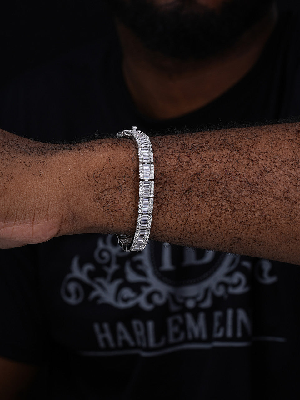 MOISSANITE Rapper Exclusive Baguette Tennis Link Bracelet Iced Out - 925 Silver - 8mm - 7.5"-8.5"