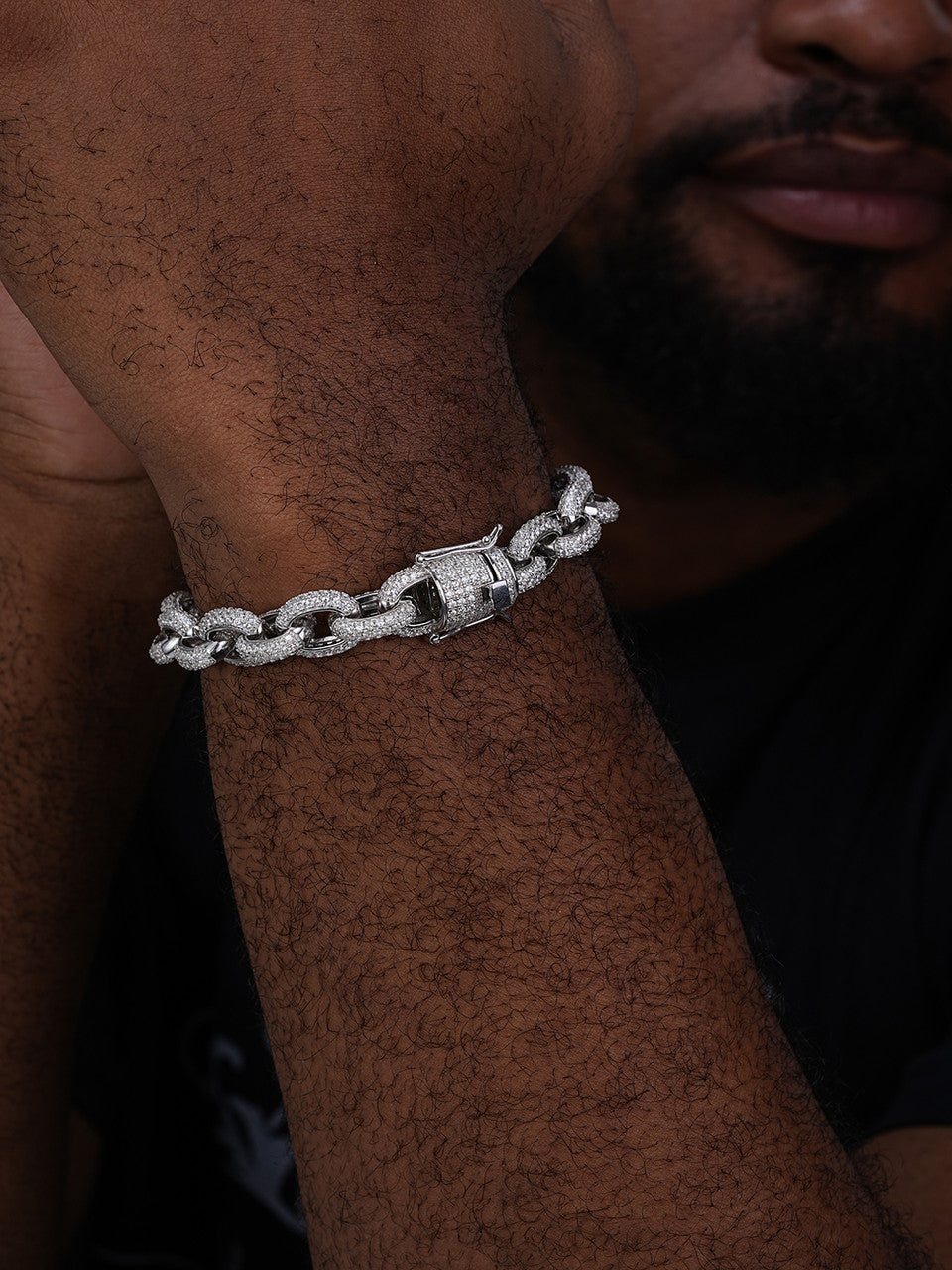 MOISSANITE Rolo Hermes Link Bracelet Iced Out - 925 Silver - 12.5mm - 8.5"