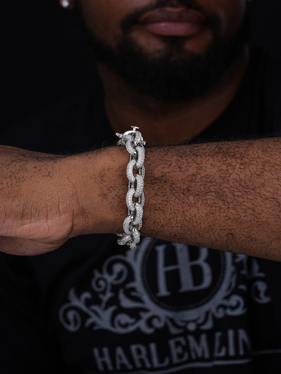 MOISSANITE Rolo Hermes Link Bracelet Iced Out - 925 Silver - 12.5mm - 8.5"