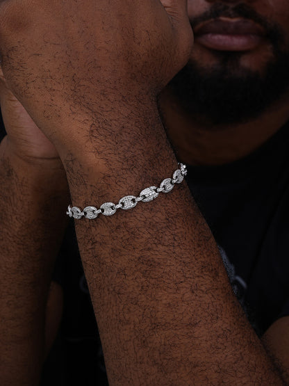 Classic Gucci Link Bracelet Iced Out CZ Stones - 925 Silver - 8mm - 6"-9"