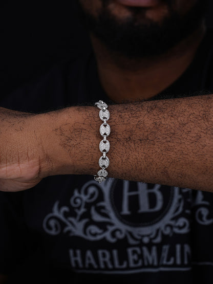 Classic Gucci Link Bracelet Iced Out CZ Stones - 925 Silver - 8mm - 6"-9"