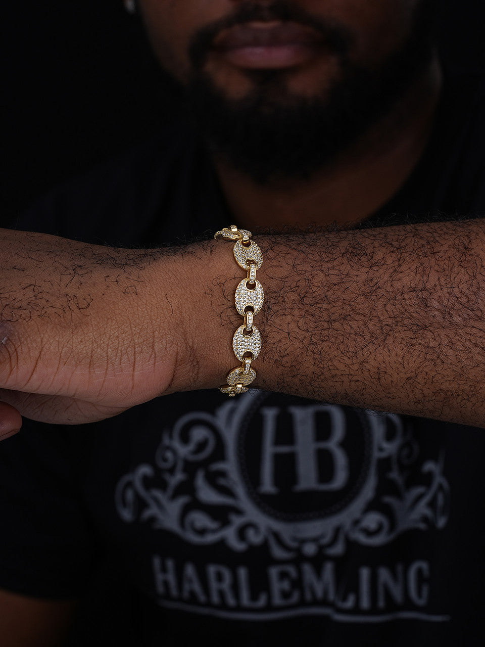 Classic Gucci Link Bracelet Iced Out CZ Stones - 14k Gold Vermeil 925 Silver - 8mm - 6"-9"