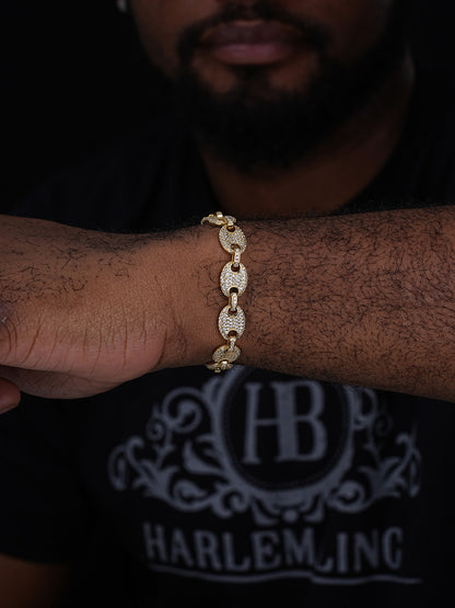 Classic Gucci Link Bracelet Iced Out CZ Stones - 14k Gold Vermeil 925 Silver - 8mm - 6"-9"