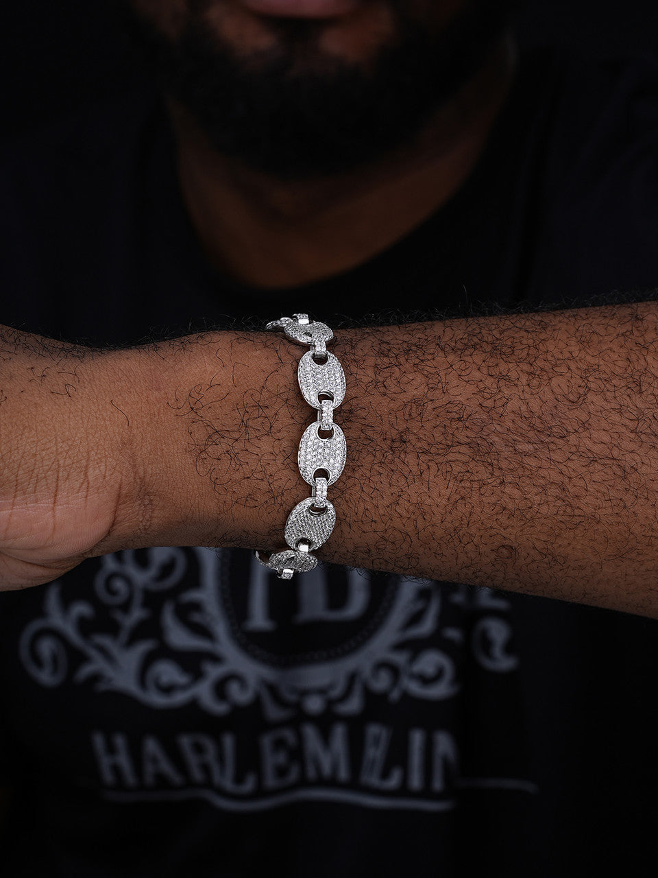 Classic Gucci Link Bracelet Iced Out CZ Stones - 925 Silver - 10mm - 6"-9"