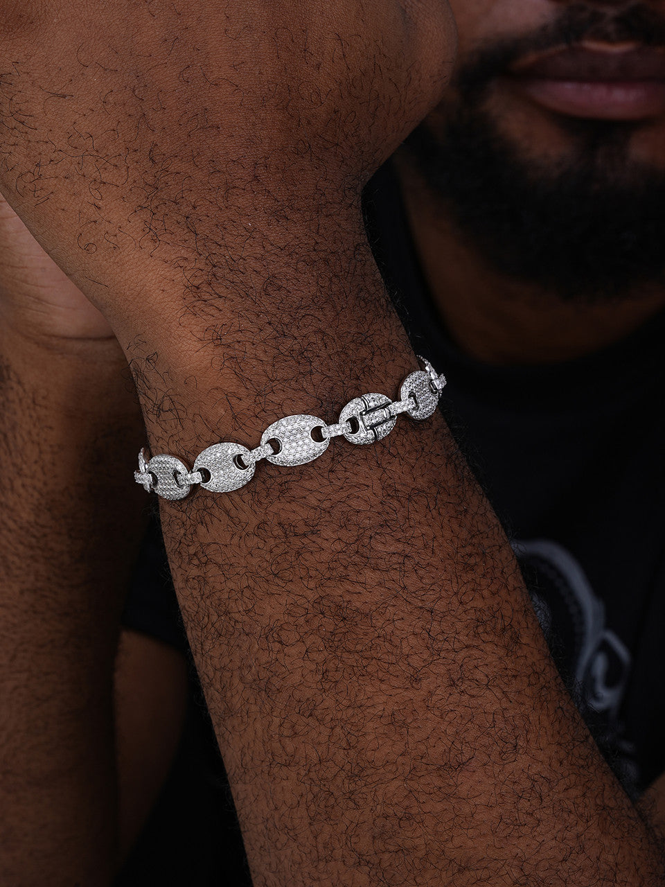 Mens 12mm Gucci Link Bracelet Solid 925 Sterling Silver ICY Man