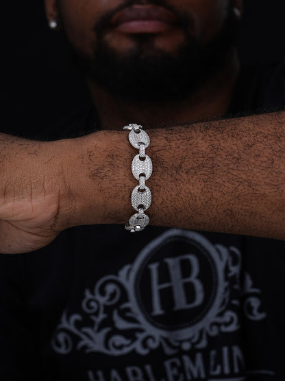 Classic Gucci Link Bracelet Iced Out CZ Stones - 925 Silver - 12mm - 6.5"-9"