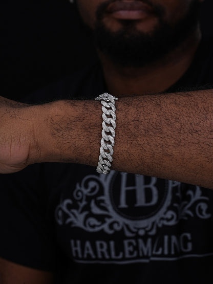 MOISSANITE Flat Miami Cuban Link Bracelet Iced Out - 925 Silver - 12mm - 7-8.5"
