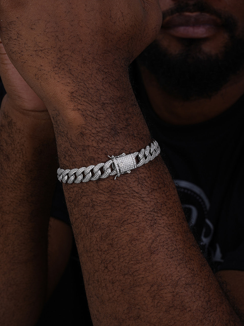 MOISSANITE Flat Miami Cuban Link Bracelet Iced Out - 925 Silver - 12mm - 7-8.5"