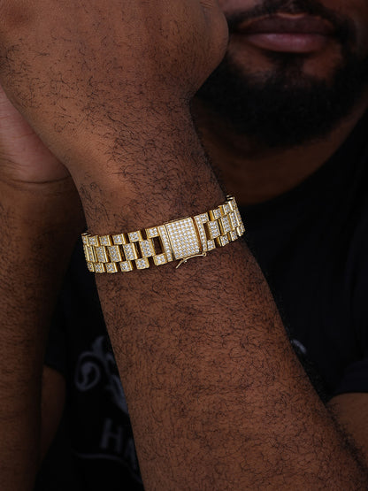 MOISSANITE Big Presidential Link Bracelet Iced Out - 14k Gold Vermeil 925 Silver - 20mm - 7.5"-8.5"