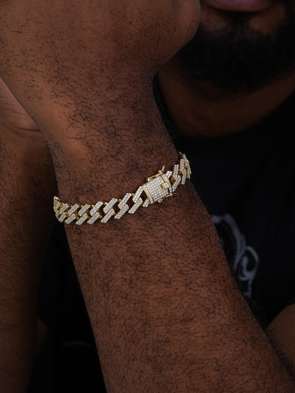 Men Prong Miami Cuban Bracelet 8.5" 14k Gold Over Solid 925 Sterling Silver 12mm