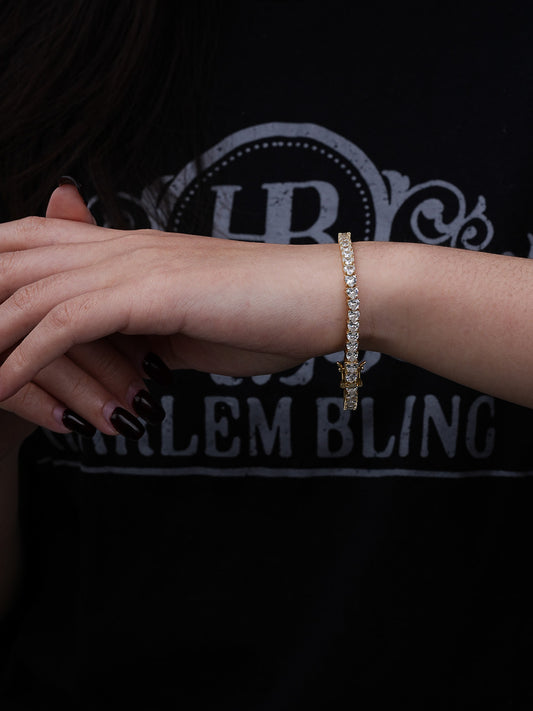 SOLID 925 Sterling Silver Tennis Bracelet ITALY Single Row Heart Shaped Diamond