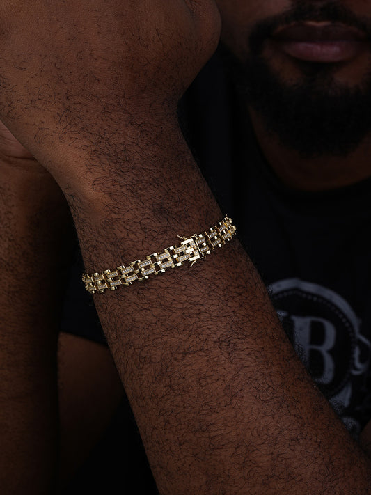 MOISSANITE Custom Presidential Link Bracelet Iced Out - 14k Gold Vermeil 925 Silver - 10.5mm - 7"-8.5"