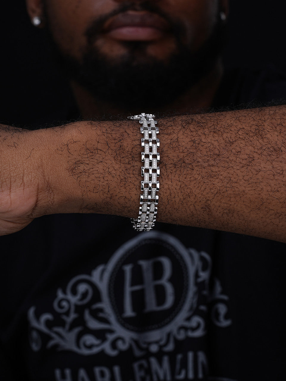 Custom Presidential Link Bracelet Iced Out CZ Stones - 925 Silver - 10.5mm - 7"-8.5"