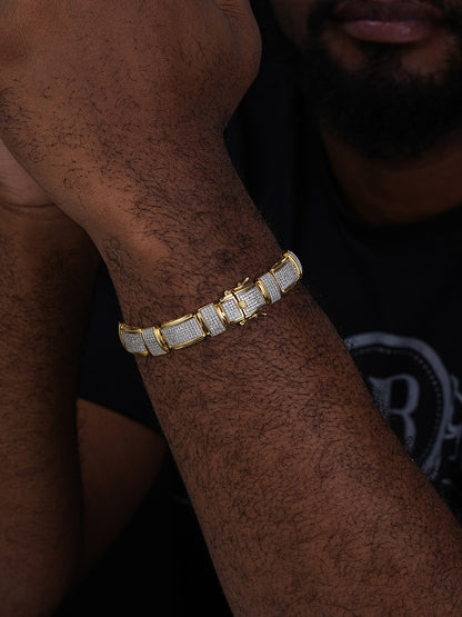 MOISSANITE Celebrity Custom Link Bracelet Iced Out - 14k Gold Vermeil 925 Silver - 12.5mm - 7"-8.5"