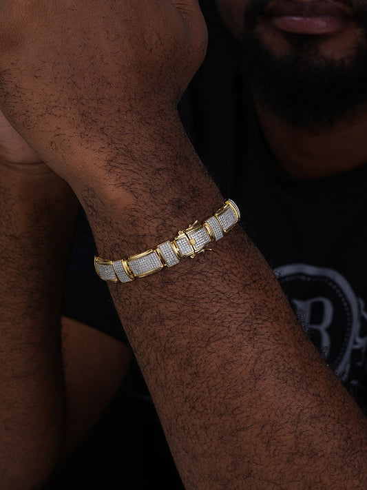 MOISSANITE Celebrity Custom Link Bracelet Iced Out - 14k Gold Vermeil 925 Silver - 12.5mm - 7"-8.5"