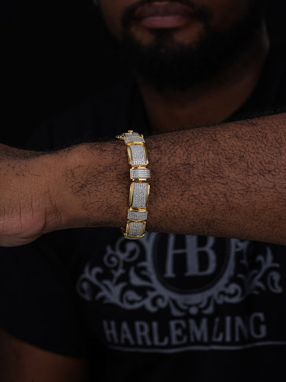 MOISSANITE Celebrity Custom Link Bracelet Iced Out - 14k Gold Vermeil 925 Silver - 12.5mm - 7"-8.5"