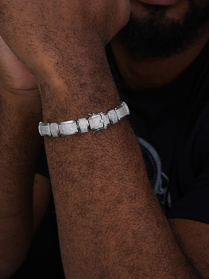 Celebrity Custom Link Bracelet Iced Out CZ Stones - 925 Silver - 12.5mm - 7.5"-8.5"