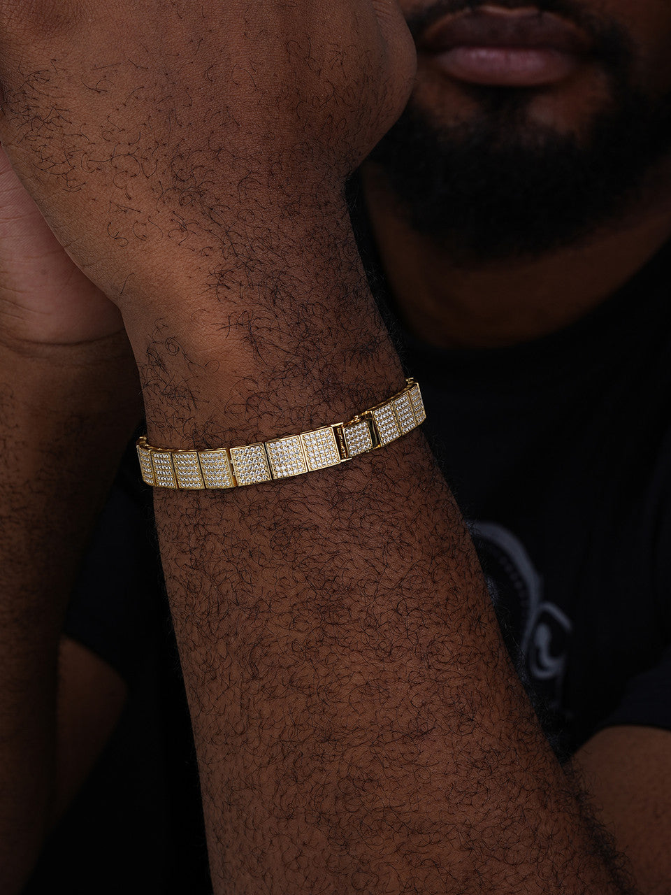 Vegas Custom Link ID Bracelet Iced Out CZ Stones - 14k Gold Vermeil 925 Silver - 12.5mm - 7.5"-8.5"