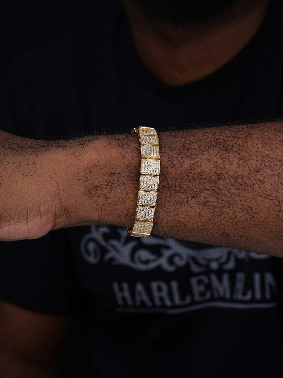 Vegas Custom Link ID Bracelet Iced Out CZ Stones - 14k Gold Vermeil 925 Silver - 12.5mm - 7.5"-8.5"