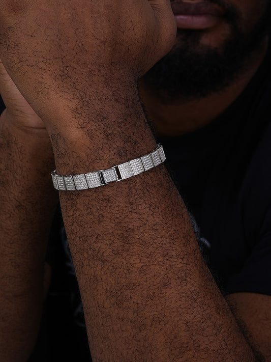 Vegas Custom Link ID Bracelet Iced Out CZ Stones - 925 Silver - 12.5mm - 7.5"-8.5"