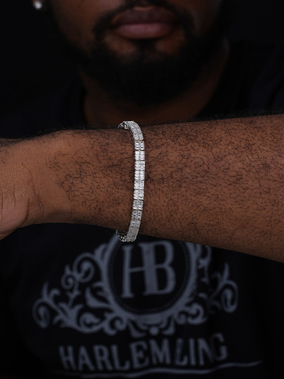 Baguette Tennis Link Bracelet Iced Out CZ Stones - 925 Silver - 5mm - 6"-8.5"