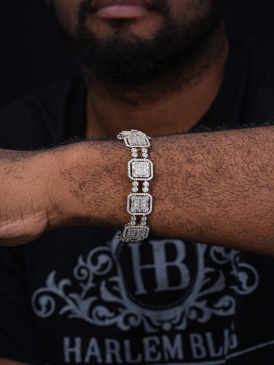 Custom Rapper Bracelet Iced Out CZ Stones - 925 Silver - 16mm - 7.5"-8.5"