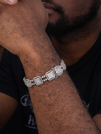 Custom Rapper Bracelet Iced Out CZ Stones - 925 Silver - 16mm - 7.5"-8.5"