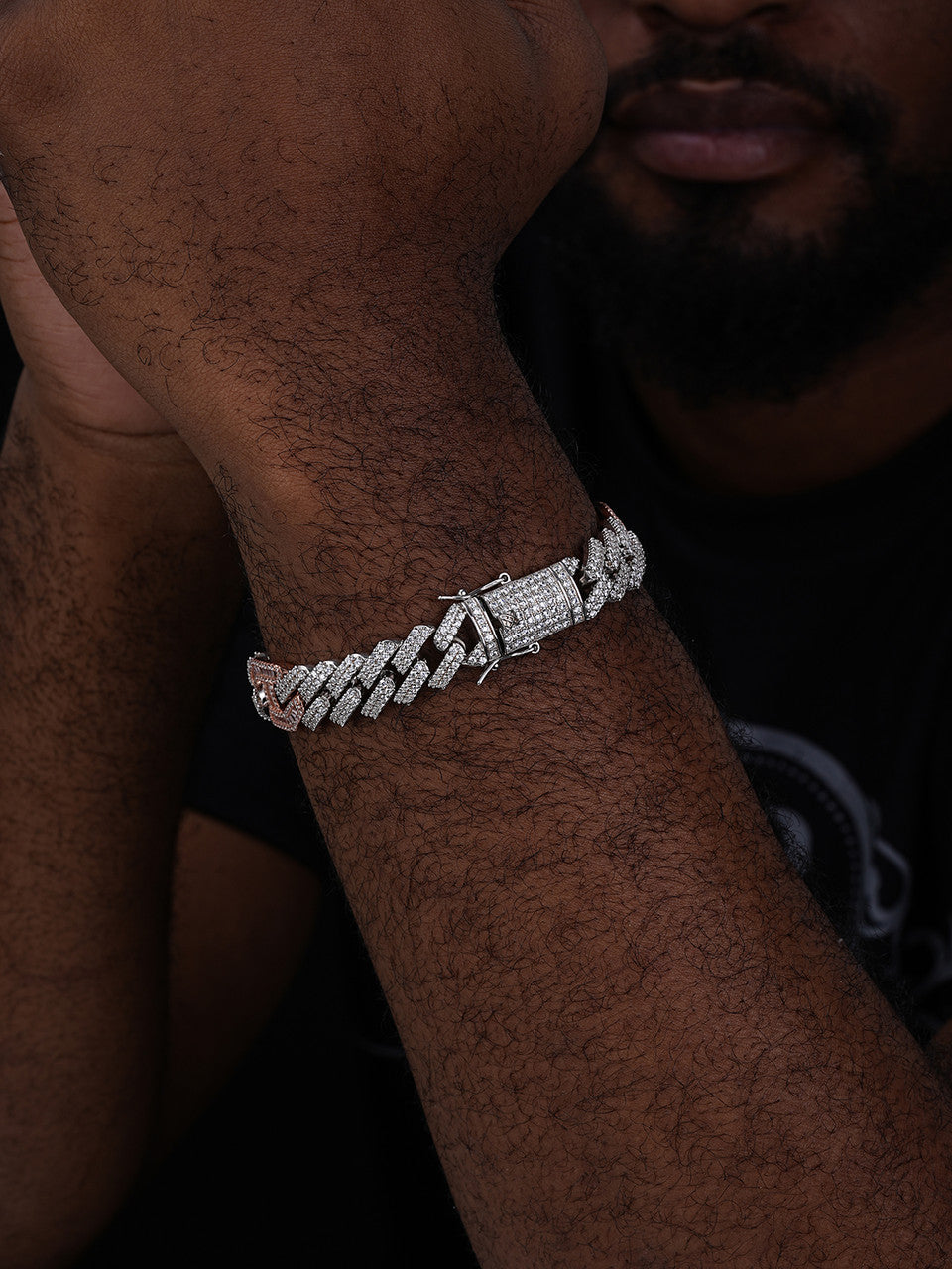 Figarucci Prong Cuban Link Bracelet Iced Out CZ Stones - 14k Rose Gold Vermeil & 925 Silver - 15mm - 7"-8.5"