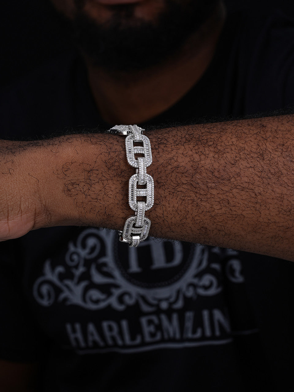 MOISSANITE Baguette Gucci Link Bracelet Iced Out - 925 Silver - 15mm - 7.5"-8.5"