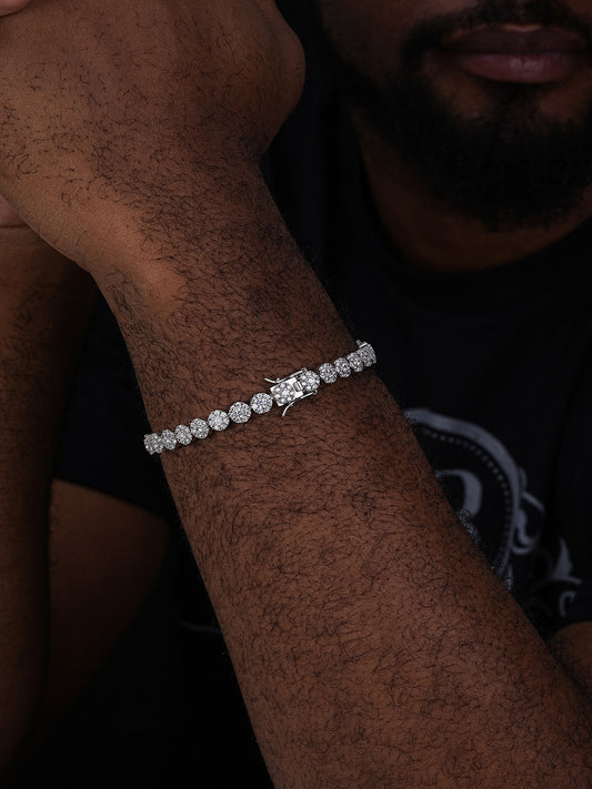Hip Hop Tennis Bracelet Iced Out CZ Stones - 925 Silver - 7mm - 7"-8"