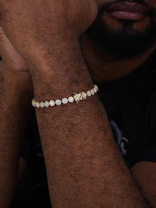 MOISSANITE Hip Hop Tennis Chain Necklace Iced Out - 14k Gold Vermeil 925 Silver - 7mm - 7"-8.5"