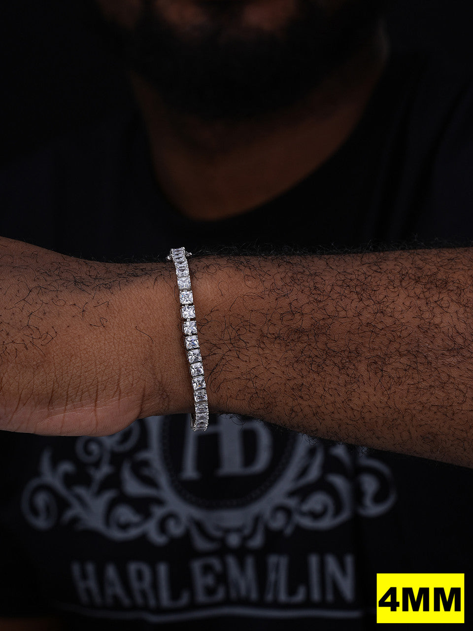 Tennis Bracelet Real 925 Sterling Silver Single Row Princess Square Iced Diamond