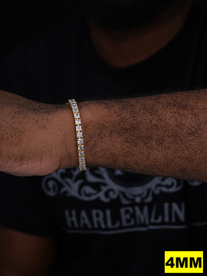 Tennis Bracelet Real 925 Sterling Silver Single Row Princess Square Iced Diamond