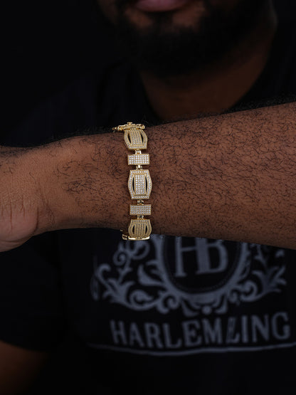 Hip Hop Legend Custom Link Bracelet Iced Out CZ Stones - 14k Gold Vermeil 925 Silver - 14mm - 7"-8.5"