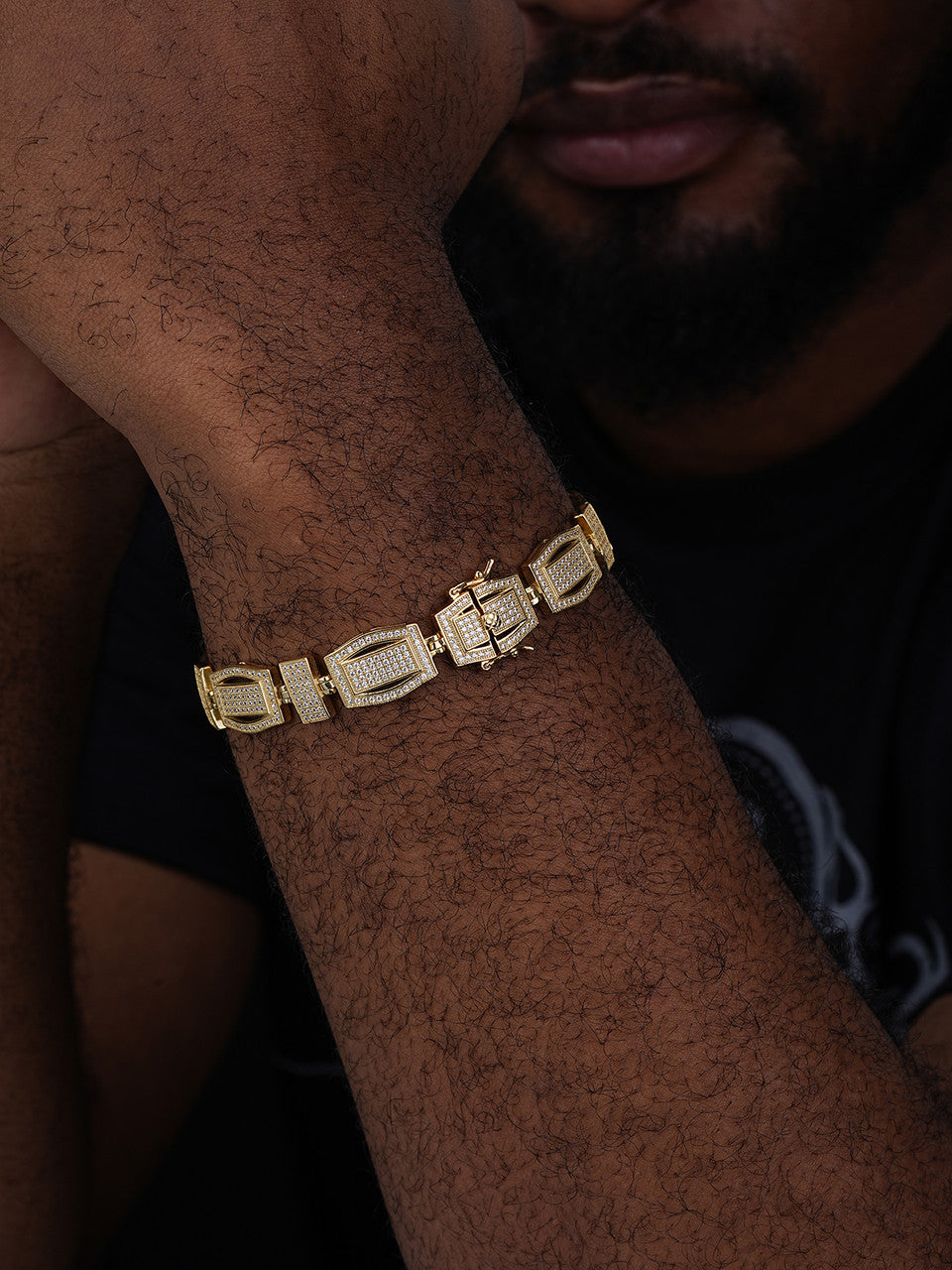 Hip Hop Legend Custom Link Bracelet Iced Out CZ Stones - 14k Gold Vermeil 925 Silver - 14mm - 7"-8.5"