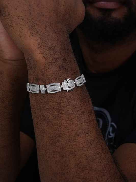 Hip Hop Legend Custom Link Bracelet Iced Out CZ Stones - 925 Silver - 14mm - 7"-8.5"