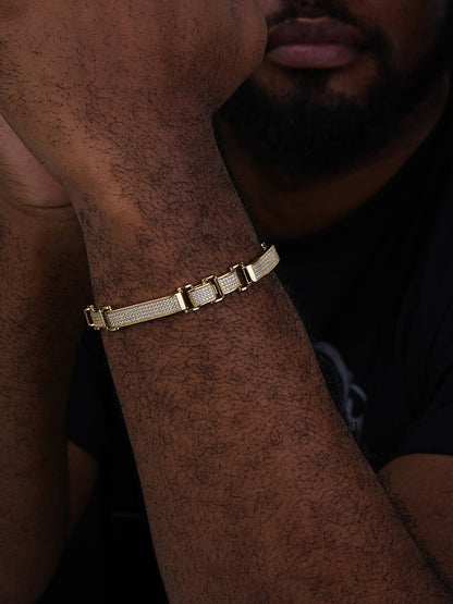 Custom Panther Cuff Link Bracelet Iced Out CZ Stones - 14k gold Vermeil 925 Silver - 10.5mm - 7"-8.5"