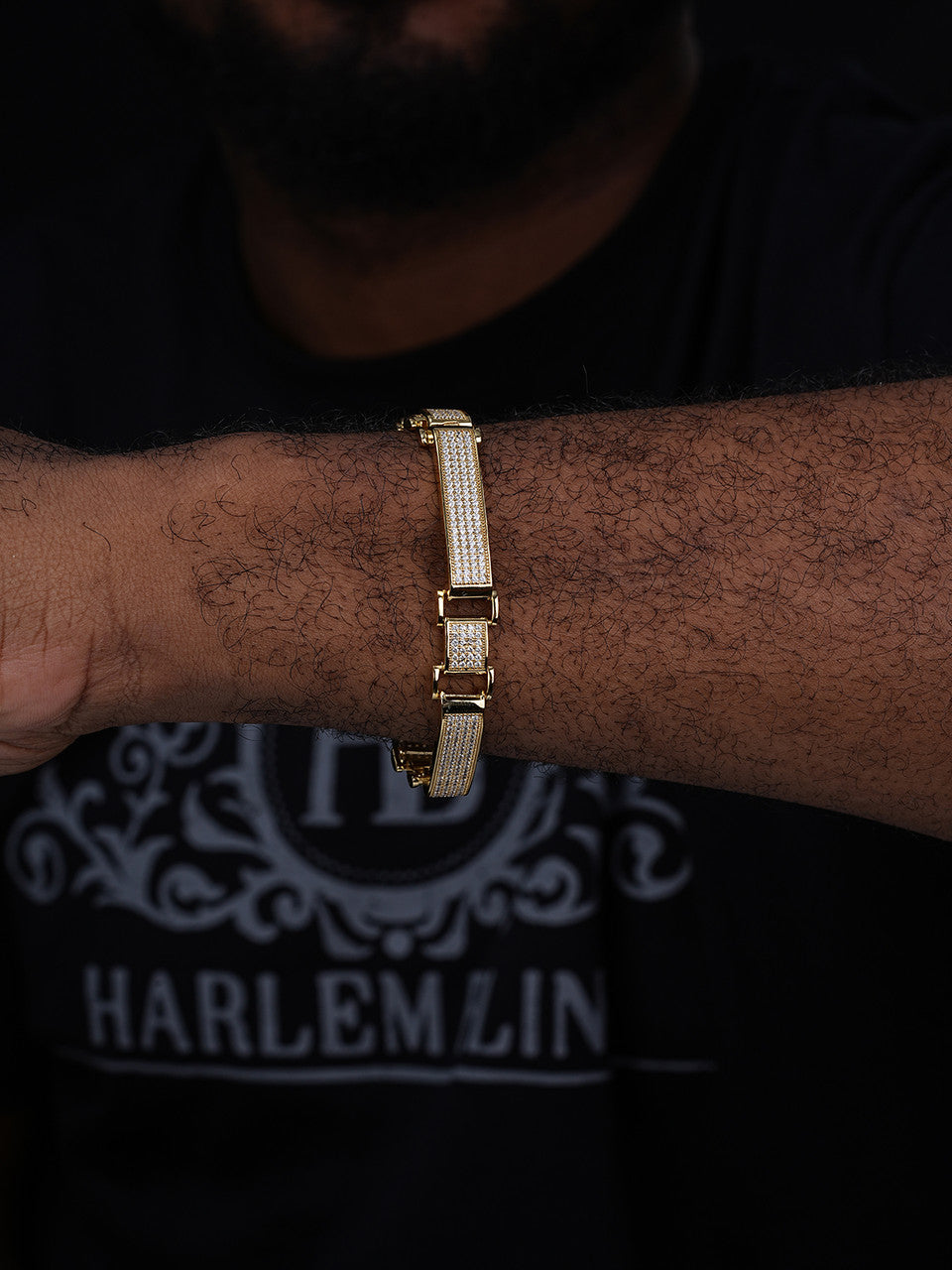 Custom Panther Cuff Link Bracelet Iced Out CZ Stones - 14k gold Vermeil 925 Silver - 10.5mm - 7"-8.5"