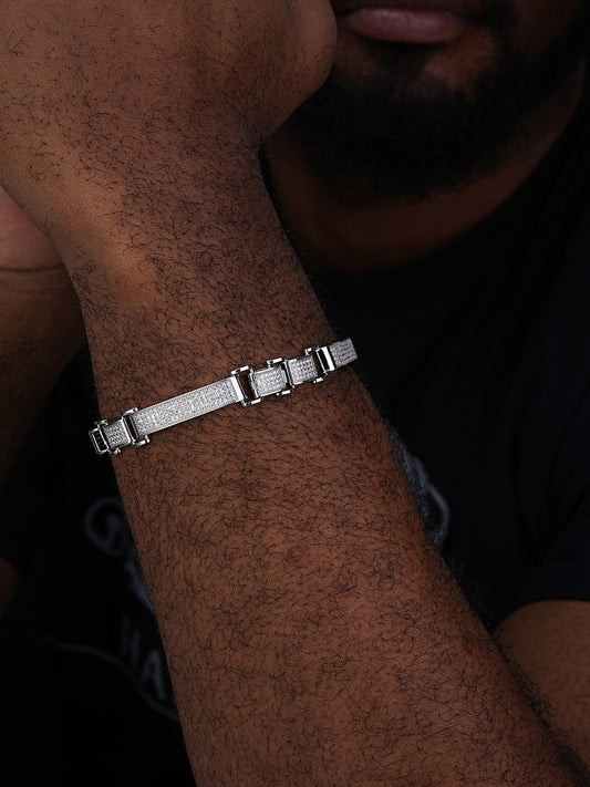 Custom Panther Cuff Link Bracelet Iced Out CZ Stones - 925 Silver - 10.5mm - 7"-8.5"