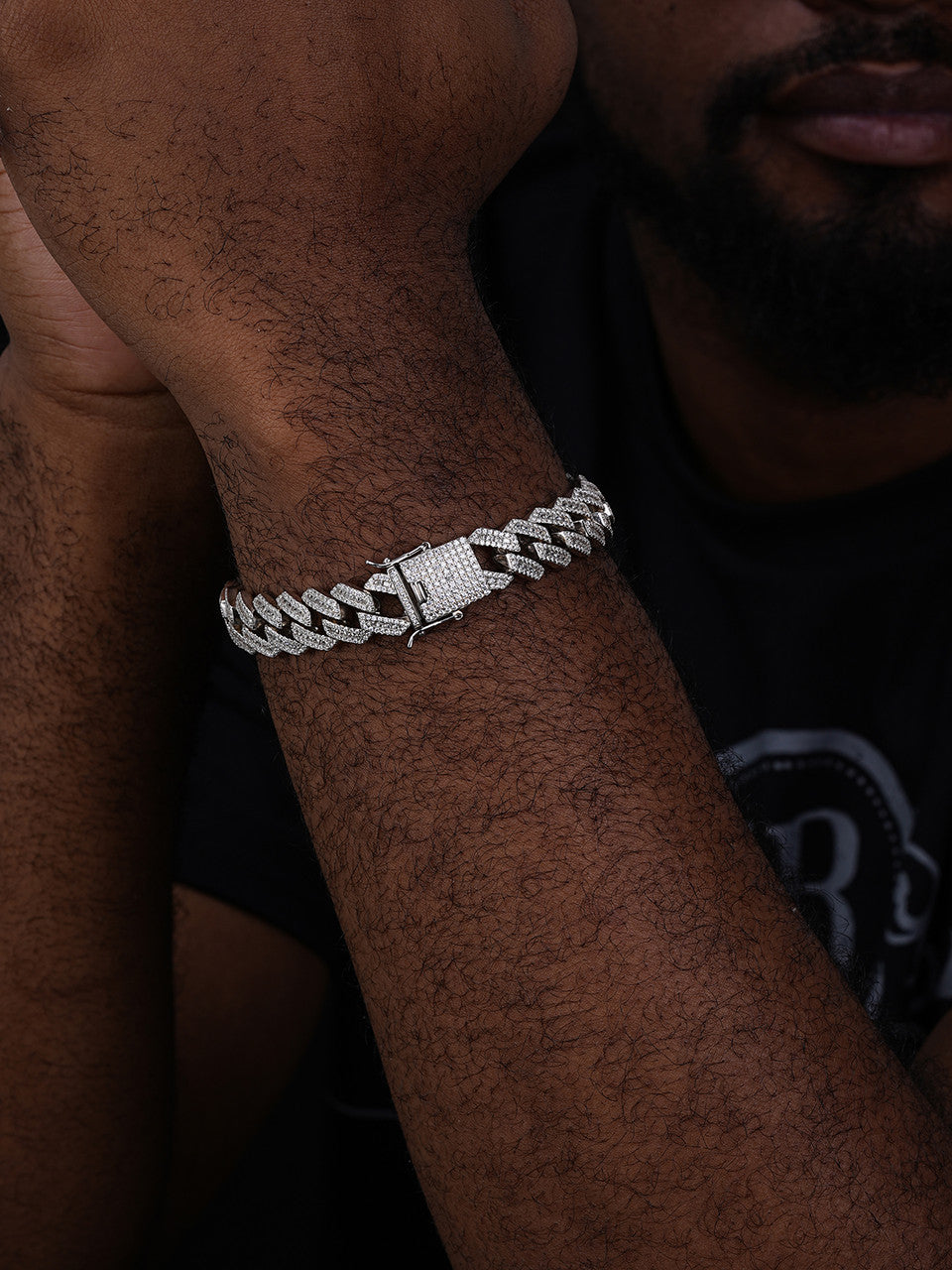 Modern Baguette Prong Set Miami Cuban Link Bracelet Iced Out CZ Stones - 925 Silver - 14mm - 7-8.5"