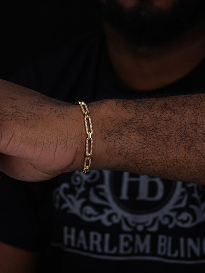 Paperclip Bracelet Iced Out CZ Stones - 14k Yellow Or Rose Gold Vermeil Or 925 Silver - 5mm - 6"-8.5"