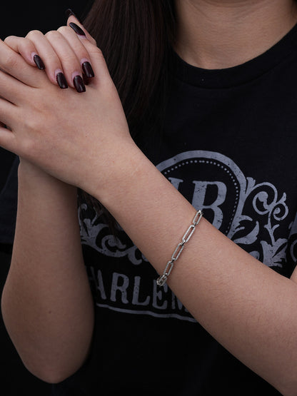 Paperclip Bracelet Iced Out CZ Stones - 14k Yellow Or Rose Gold Vermeil Or 925 Silver - 5mm - 6"-8.5"