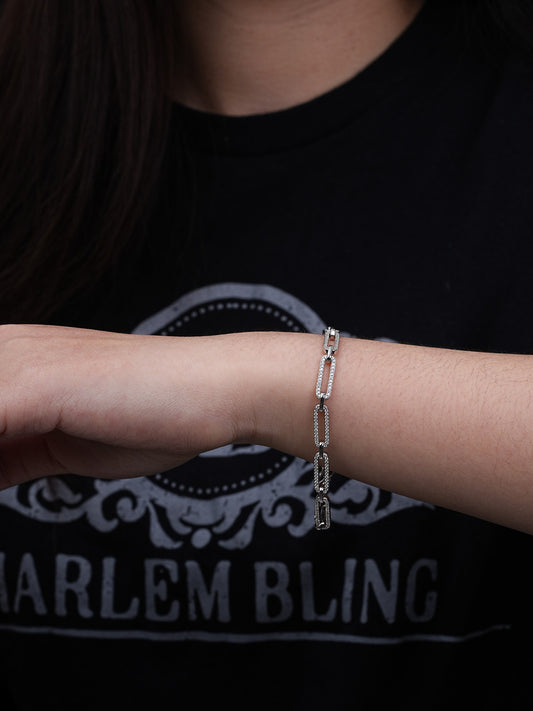 Paperclip Bracelet Iced Out CZ Stones - 14k Yellow Or Rose Gold Vermeil Or 925 Silver - 5mm - 6"-8.5"