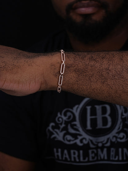 Paperclip Bracelet Iced Out CZ Stones - 14k Yellow Or Rose Gold Vermeil Or 925 Silver - 5mm - 6"-8.5"