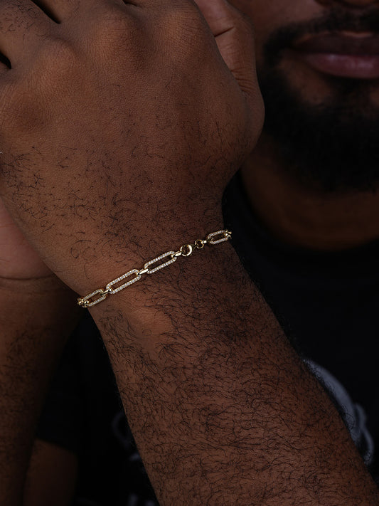 Paperclip Bracelet Iced Out CZ Stones - 14k Yellow Or Rose Gold Vermeil Or 925 Silver - 5mm - 6"-8.5"