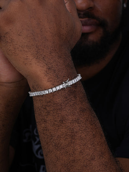 REAL 5mm MOISSANITE Princess Cut Square Tennis Bracelet Passes Diamond Tester