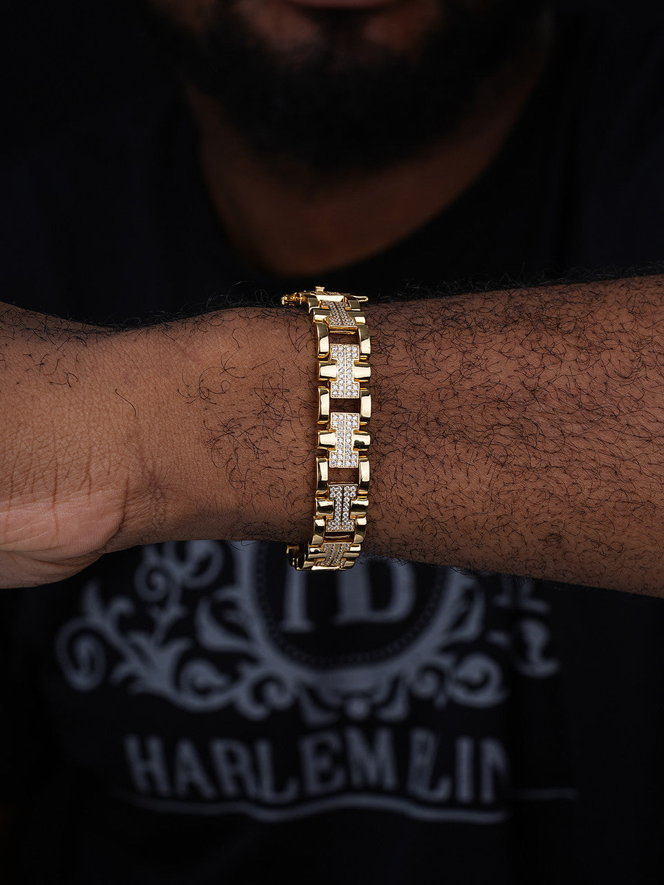 MOISSANITE Custom Hermes Presidential Link Bracelet Iced Out - 14k Gold Vermeil 925 Silver - 12mm - 7.5"-8.5"