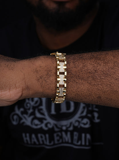 MOISSANITE Custom Hermes Presidential Link Bracelet Iced Out - 14k Gold Vermeil 925 Silver - 12mm - 7.5"-8.5"