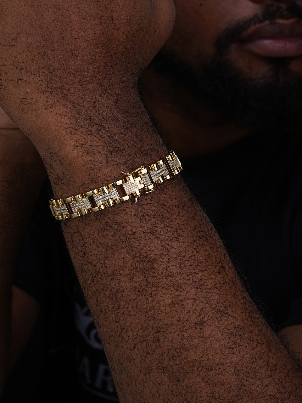 MOISSANITE Custom Hermes Presidential Link Bracelet Iced Out - 14k Gold Vermeil 925 Silver - 12mm - 7.5"-8.5"